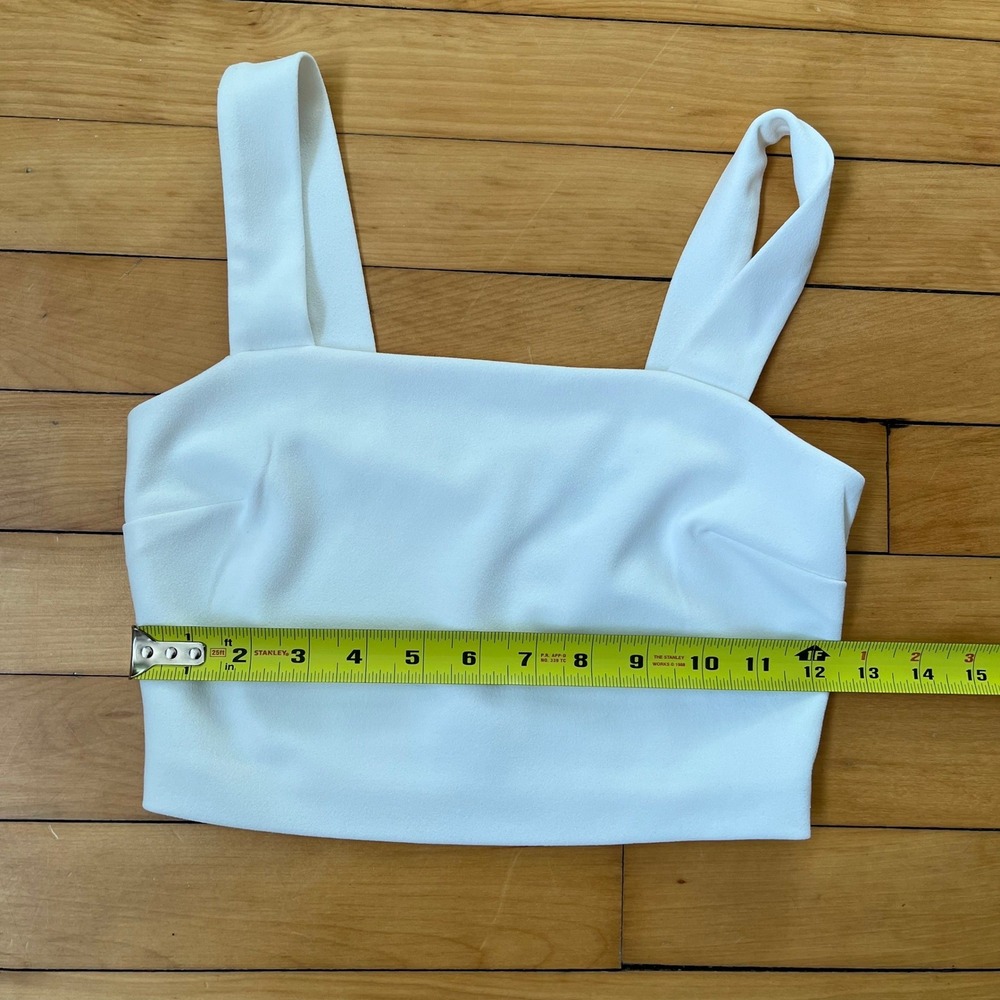 Dynamite White Square Neck Crop Top Wide Strap Back Zip XS - Picture 5 of 5